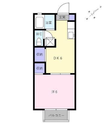 ハウスメイトB(1DK/2階)の間取り写真