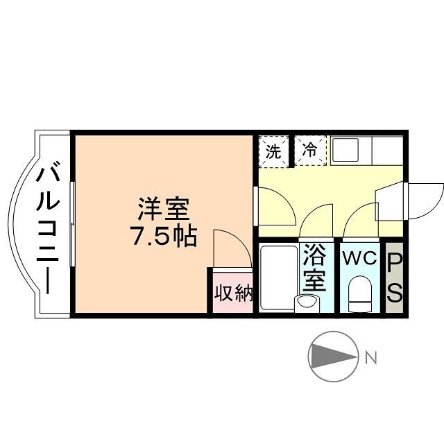 シティハイツ安野屋(1K/3階)の間取り写真