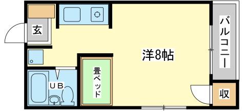 ジュネス新在家(ワンルーム/1階)の間取り写真