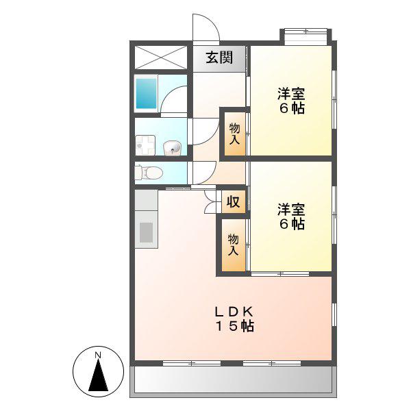 ヴァリアブル入場(2LDK/3階)の間取り写真
