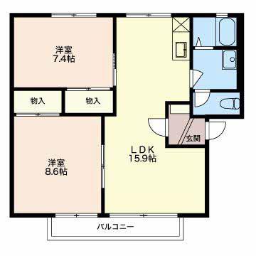 セントレージ三本柳 N(2LDK/1階)の間取り写真