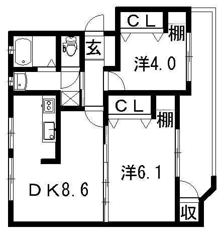 第2ますやマンション(2DK/3階)の間取り写真