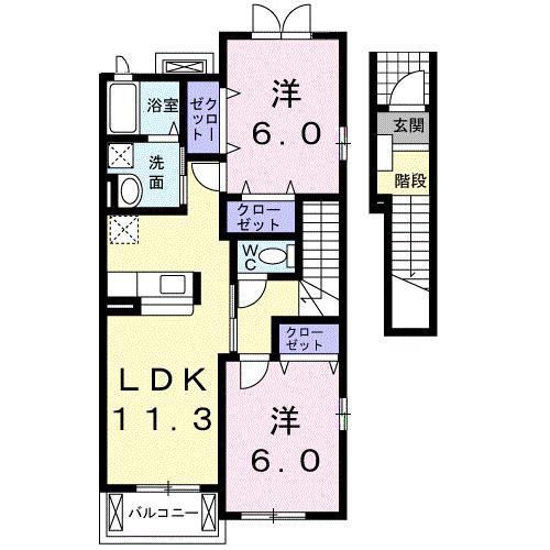 レジェンドアーク I(2LDK/2階)の間取り写真