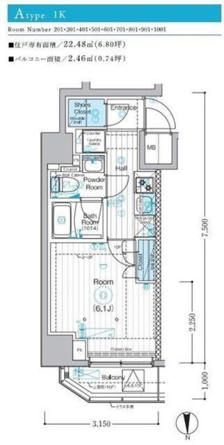 MAXIV西川口TRE(1K/4階)の間取り写真