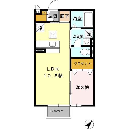 パークサイドK(1LDK/1階)の間取り写真