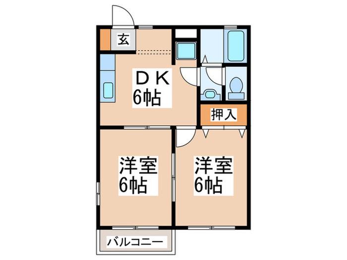 パルティール三保(2DK/2階)の間取り写真