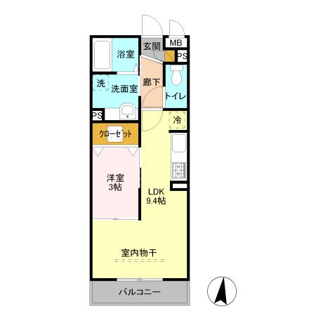 エクセレント(1LDK/3階)の間取り写真