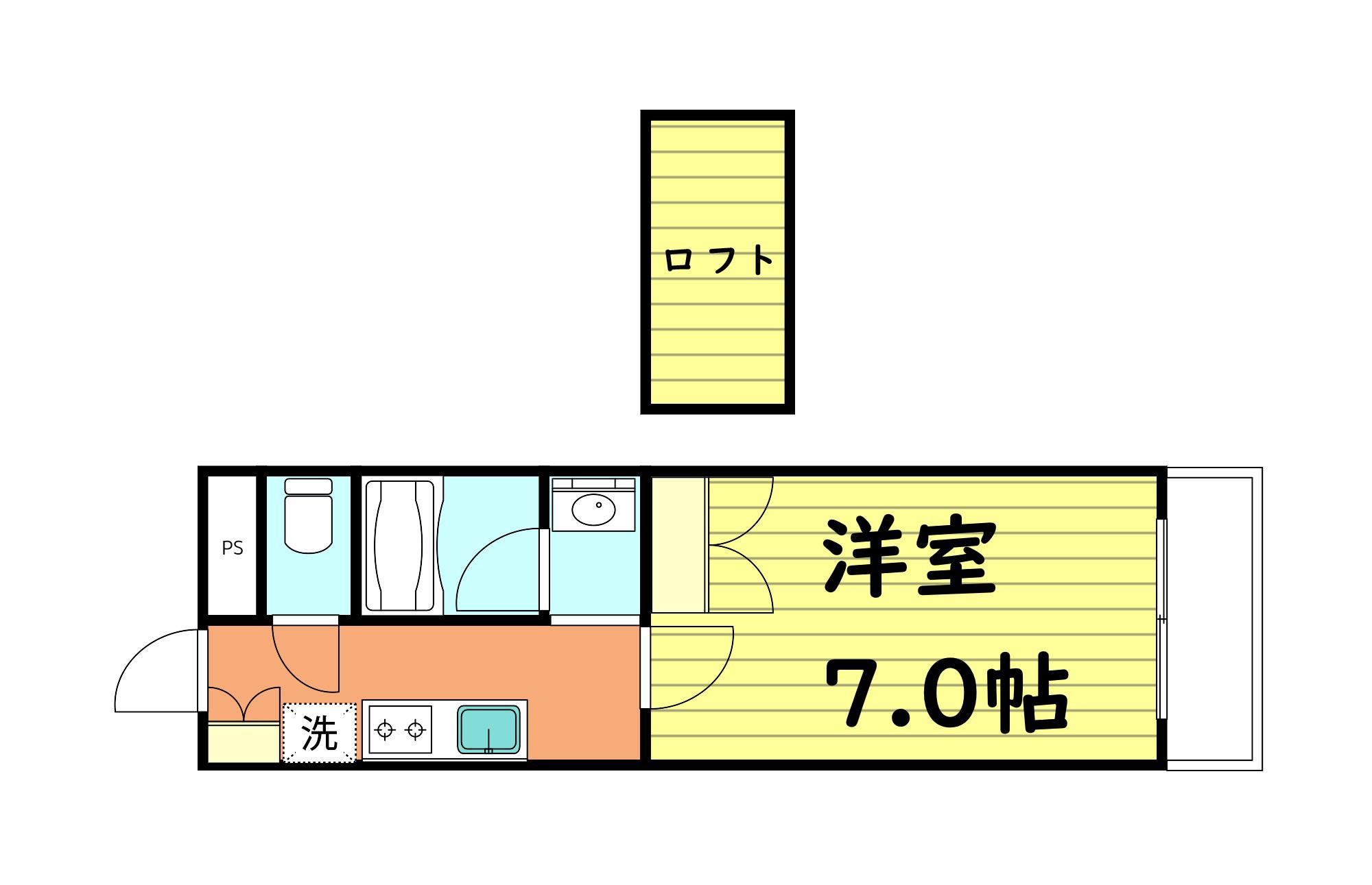 ヴィアルCITY深江(1K/7階)の間取り写真