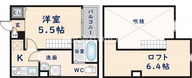 RIVER RESIDENCE HANAZONO(1K/2階)の間取り写真