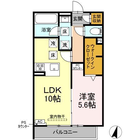 CLAIR島田(1LDK/3階)の間取り写真
