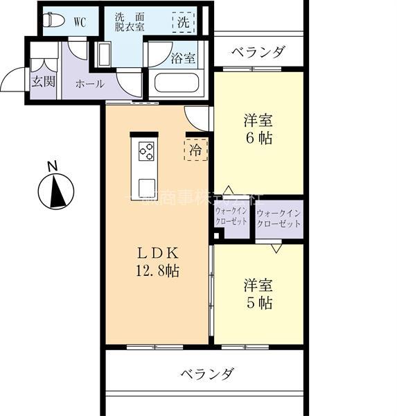 フォーシーズンズひたち野(2LDK/3階)の間取り写真