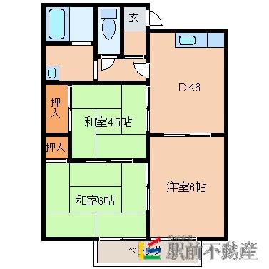 フレグランス伊東 A(2LDK/2階)の間取り写真