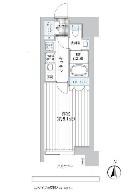 ライオンズフォーシア清澄白河(1K/9階)の間取り写真