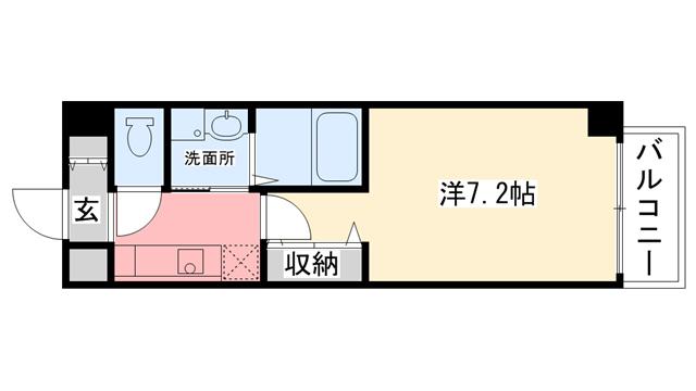 センプレヴィータ甲子園(1K/1階)の間取り写真