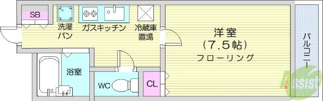 セレーノ定進堂(1K/3階)の間取り写真