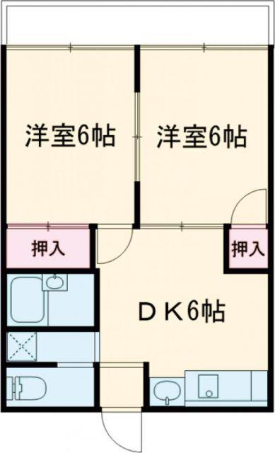 ハーモニー桜木I(2DK/1階)の間取り写真