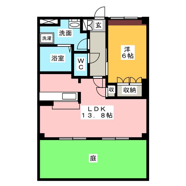 スプランドゥール ティア(1LDK/1階)の間取り写真