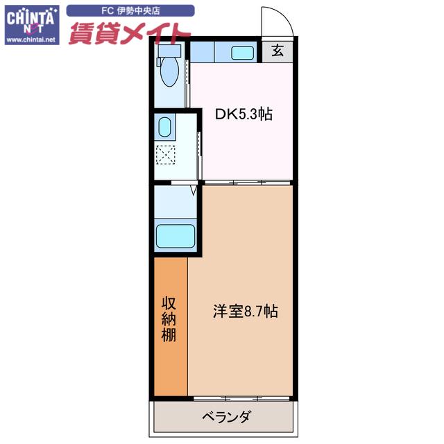 リージェンシー大世古(1DK/1階)の間取り写真
