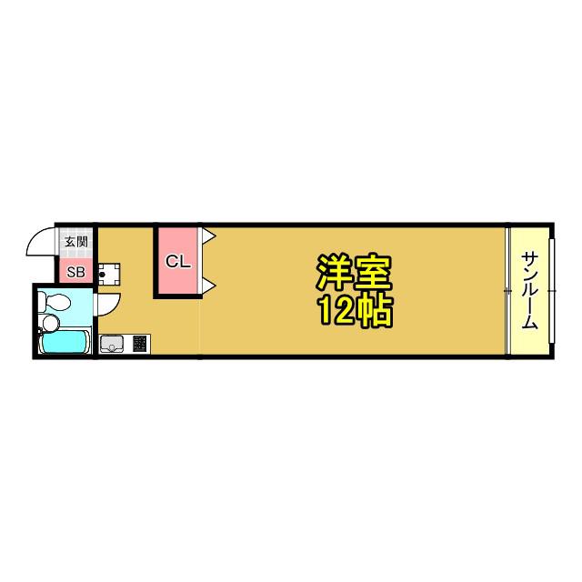第1奥村マンション(ワンルーム/3階)の間取り写真