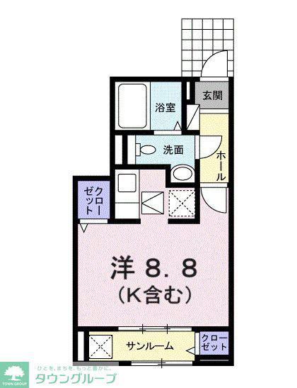 アライブ 国立(ワンルーム/1階)の間取り写真
