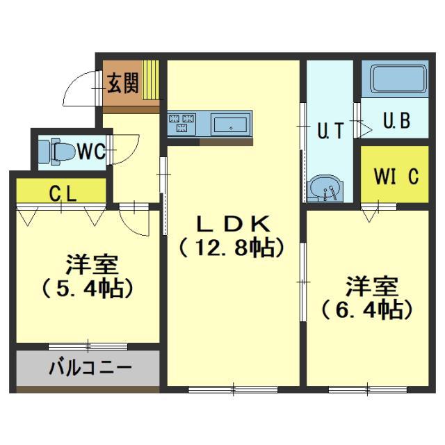 セレース(2LDK/2階)の間取り写真