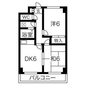 カスティロ泉(2DK/9階)の間取り写真