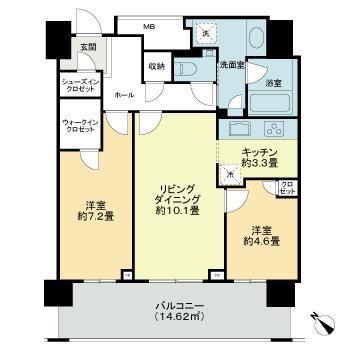 クロスエアタワー(2LDK/19階)の間取り写真