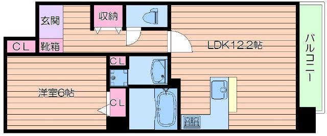アーデン上本町(1LDK/4階)の間取り写真