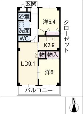 ファミーユ中山(2LDK/2階)の間取り写真