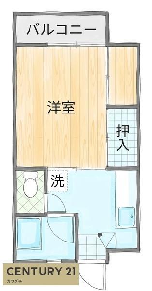 ブレジオ神原(1K/4階)の間取り写真
