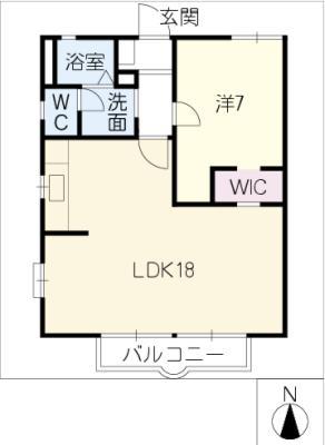 グリーンステージ白山A(1LDK/2階)の間取り写真