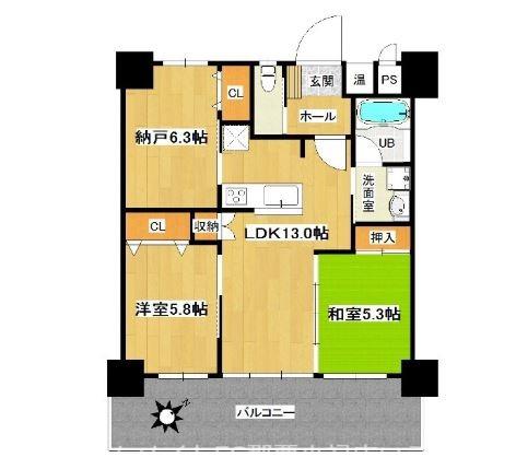 ウィングシャトー天久新都心(3LDK/10階)の間取り写真