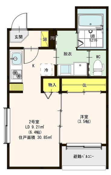 ハーモニーテラス下中村町(1LDK/3階)の間取り写真