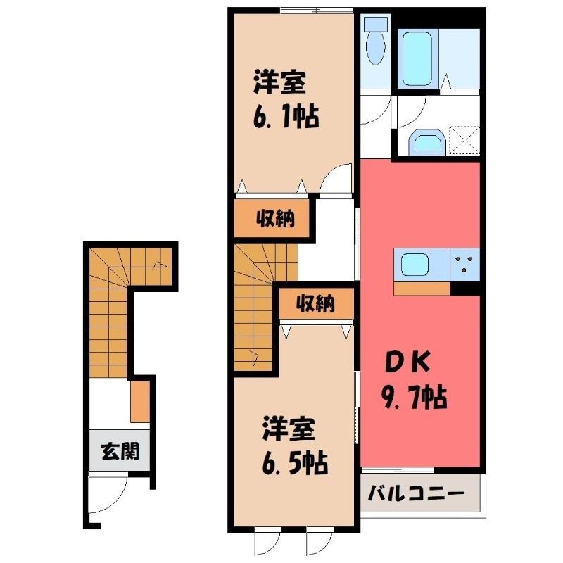 アンジュ(2DK/2階)の間取り写真