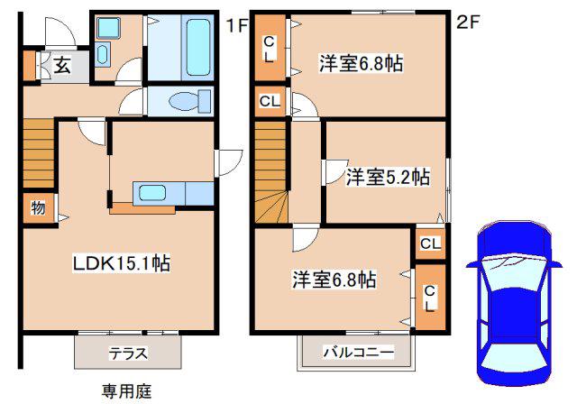 シャルマンヒルズ・イースト(3LDK/1階)の間取り写真