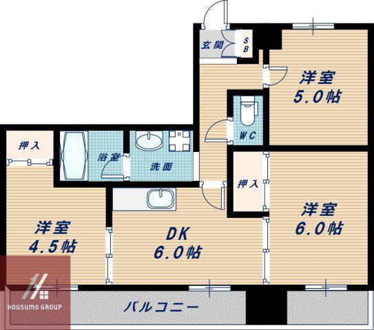 GSハイム第一江坂(3DK/10階)の間取り写真