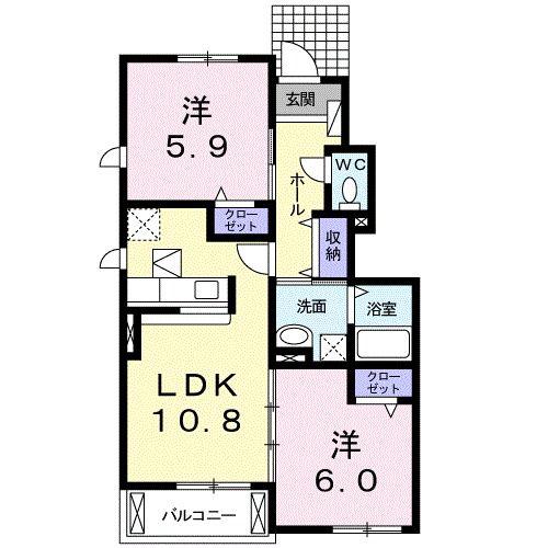 ベルデ日和(2LDK/1階)の間取り写真