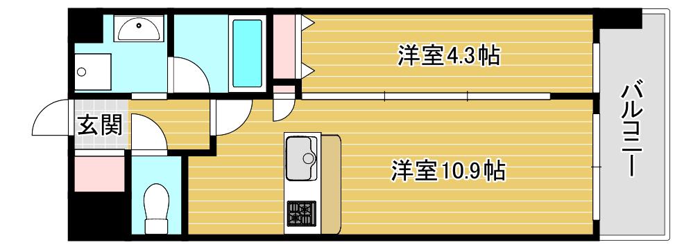 スプランディッド難波キャトル(1LDK/4階)の間取り写真