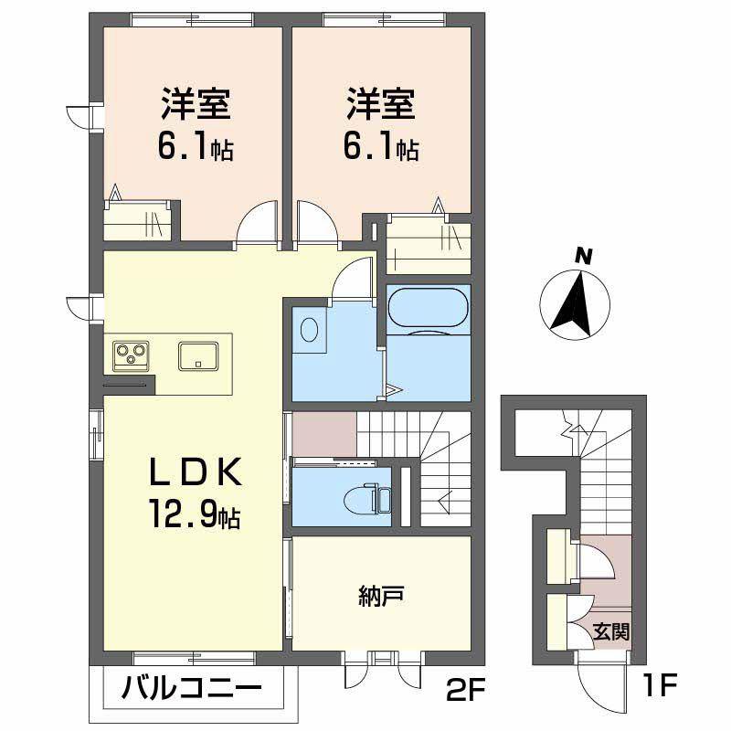 カメリアガーデン タクミ(2SLDK/2階)の間取り写真