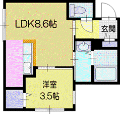 KENT COLLECTION野幌駅前(1LDK/3階)の間取り写真