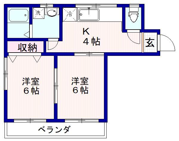 金城共同マンション(2K/4階)の間取り写真