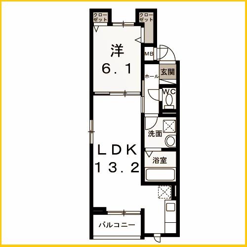クラリエート(1LDK/2階)の間取り写真