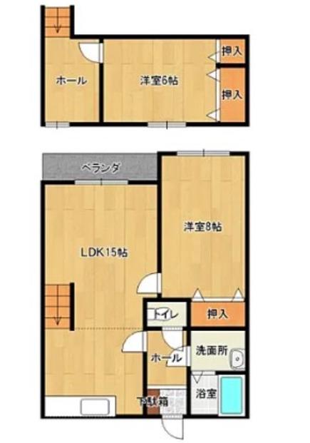 サンライズ上津II(2LDK/2階)の間取り写真