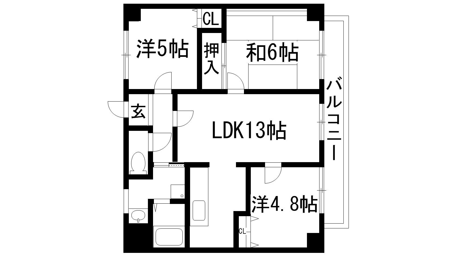 ルシエル宝塚(3LDK/3階)の間取り写真
