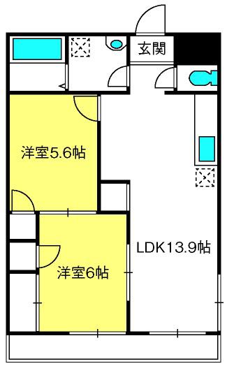 フローテラス(2LDK/4階)の間取り写真