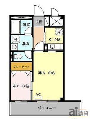サンライトヒルズ(2K/2階)の間取り写真