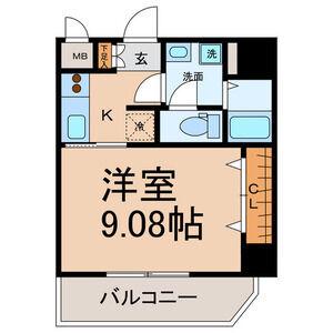ピースプレイス牛巻(1K/8階)の間取り写真