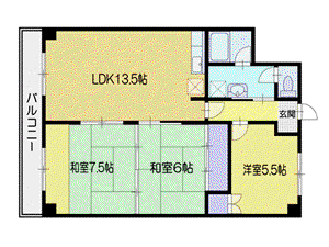 セントラルビル(3LDK/4階)の間取り写真