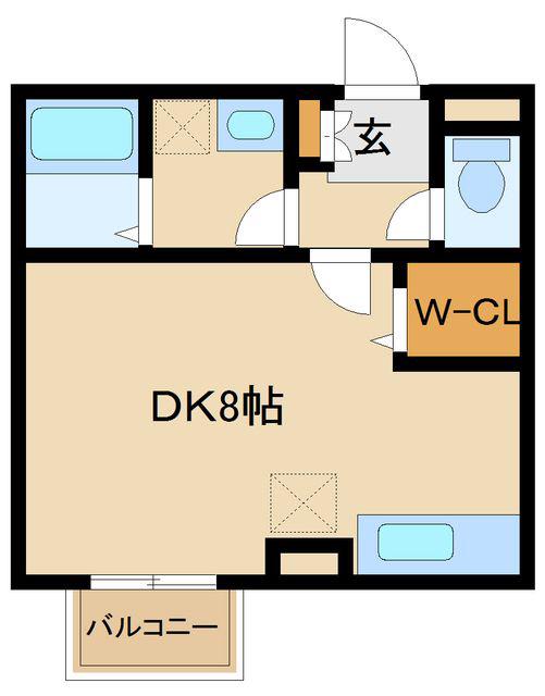 ファルコーネ(ワンルーム/1階)の間取り写真
