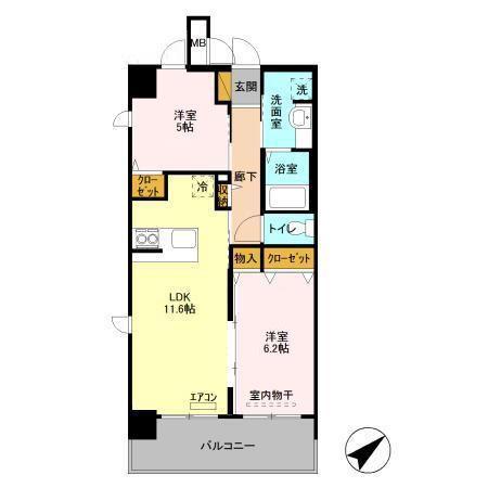 フェリジータ(2LDK/4階)の間取り写真